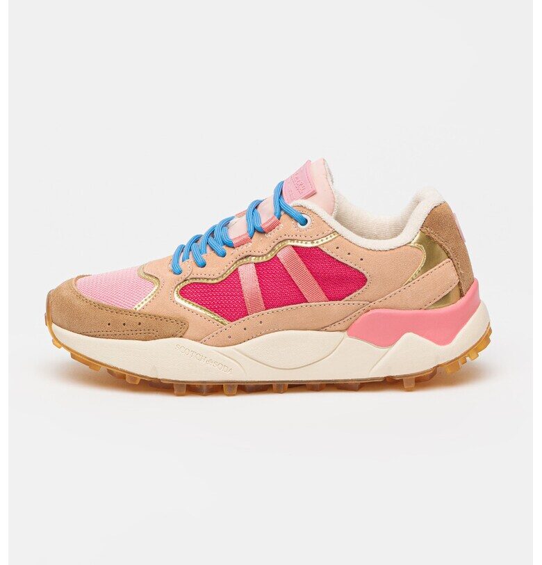 Скосени спортни обувки с велур - Каки/Розово Scotch  Soda