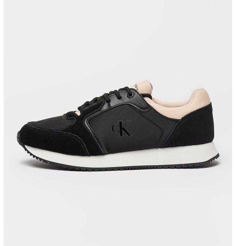 Скосени спортни обувки с велур - Черен CALVIN KLEIN JEANS
