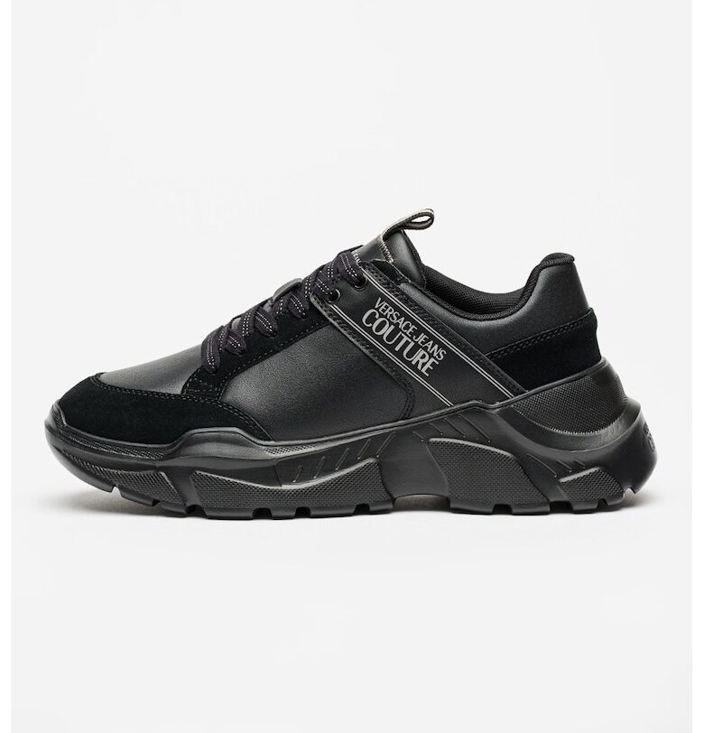 Скосени спортни обувки с еко кожа - Черен Versace Jeans Couture