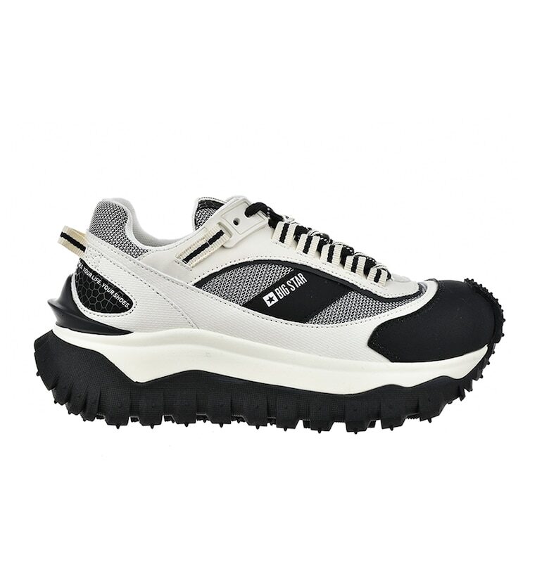 Скосени спортни обувки с контрасти - Слонова кост/Черен Big Star