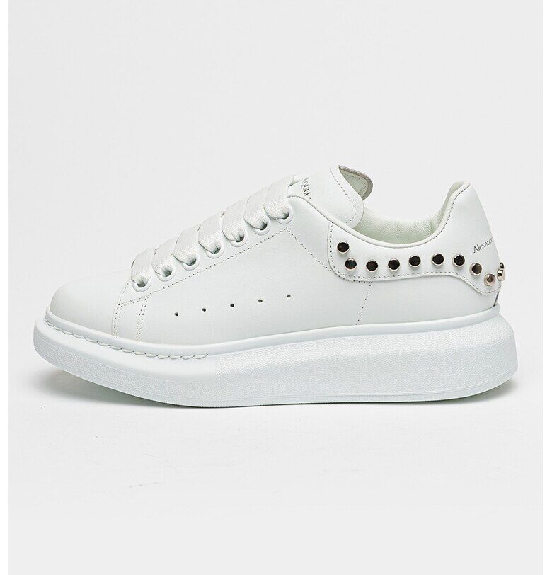 Скосени тренировъчни обувки от кожа с капси - Бял/Сребрист Alexander McQueen