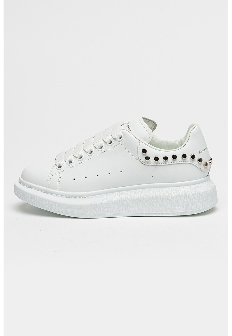 Скосени тренировъчни обувки от кожа с капси - Бял/Сребрист Alexander McQueen