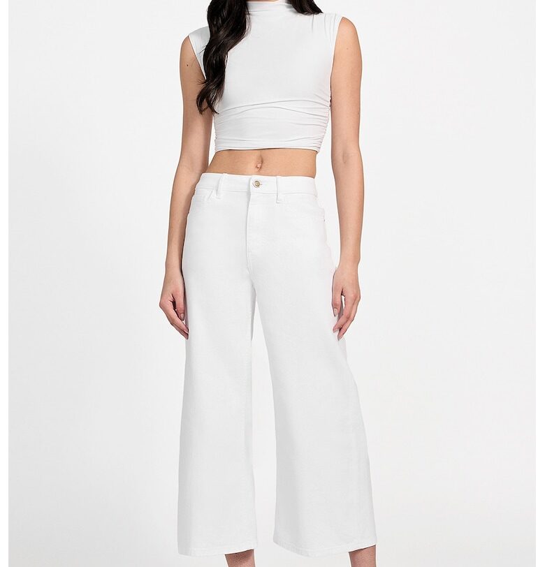 Скъсени дънки с широк крачол - Бял GUESS