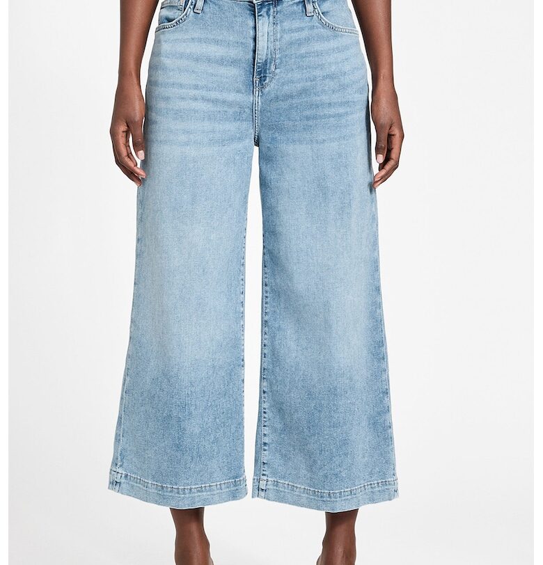 Скъсени дънки с широк крачол - Светлосин GUESS