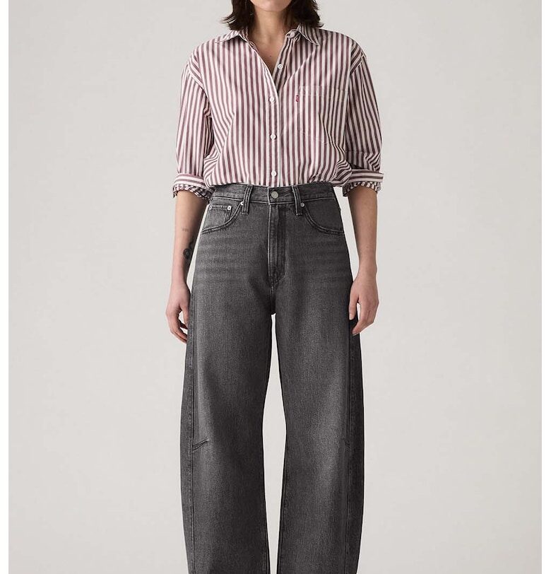 Скъсени дънки с широк крачол - Сив меланж Levis