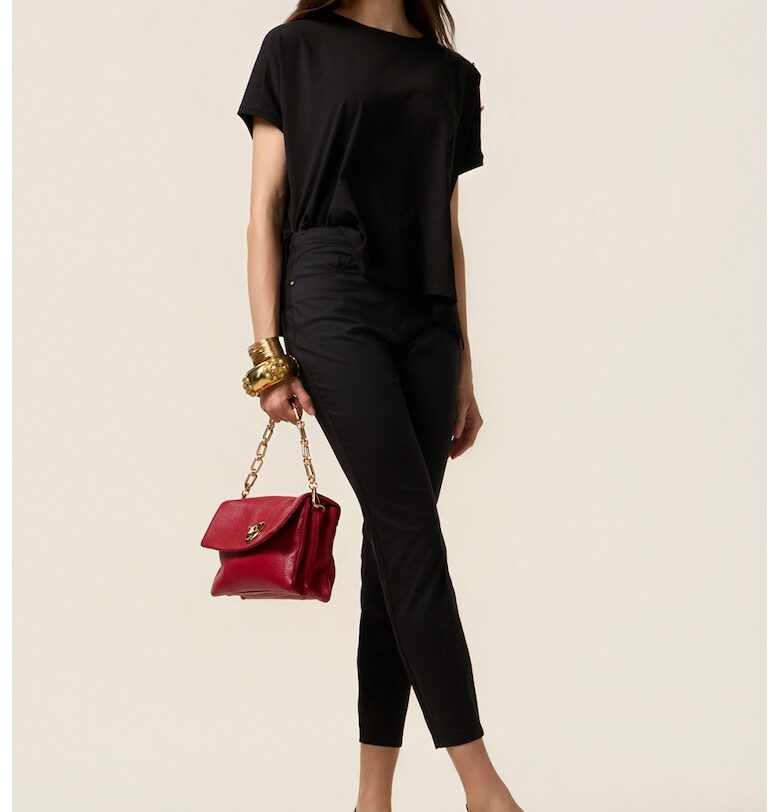 Скъсени слим дънки - Черен Oltre