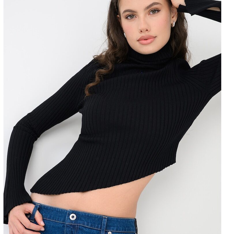 Слим асиметричен пуловер Somyna - Черен HUGO