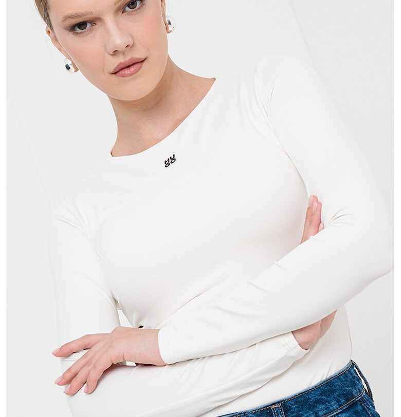 Слим блуза Dasiia - Мръснобял HUGO