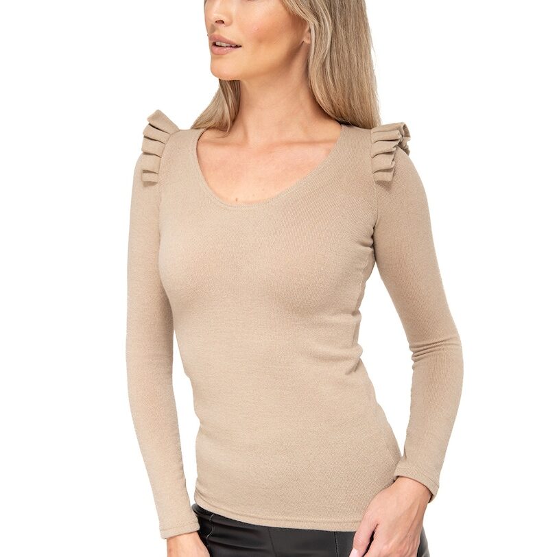 Слим блуза Liana с вълна - Бежов CASA DE MODA VIGO