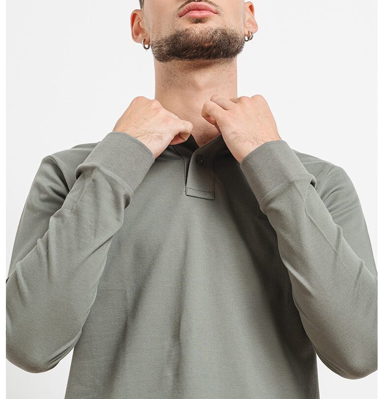 Слим блуза Passerby с яка - Папратово зелено BOSS