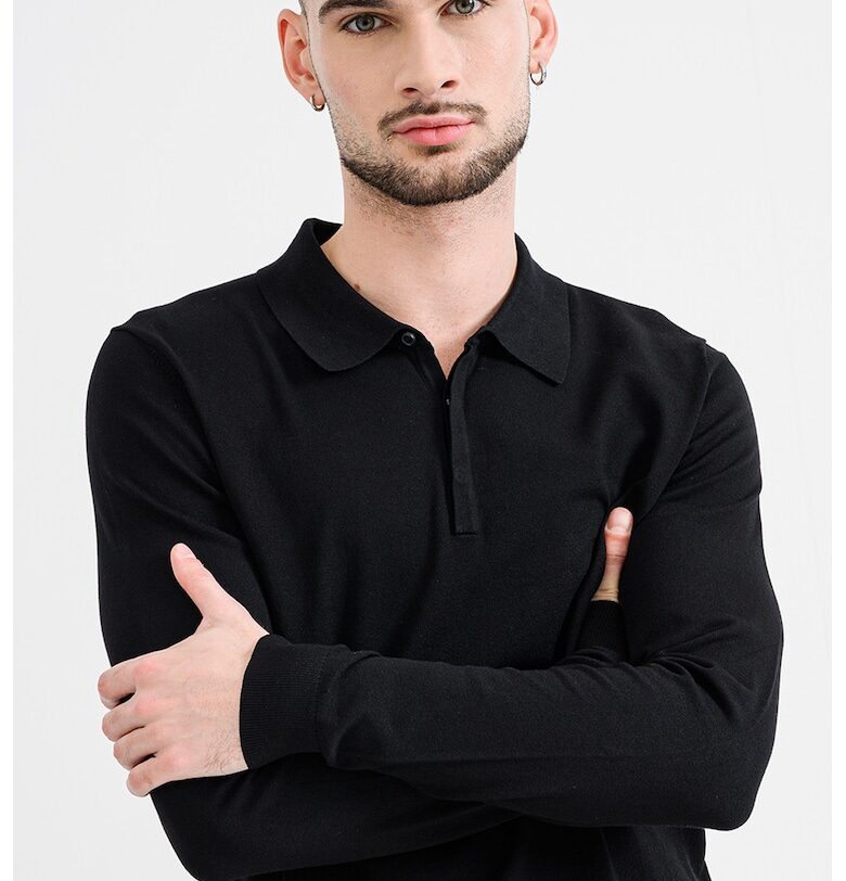 Слим блуза San Pippo с яка - Черен HUGO