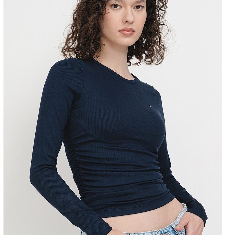 Слим блуза с набрани страни - Тъмносин Tommy Jeans