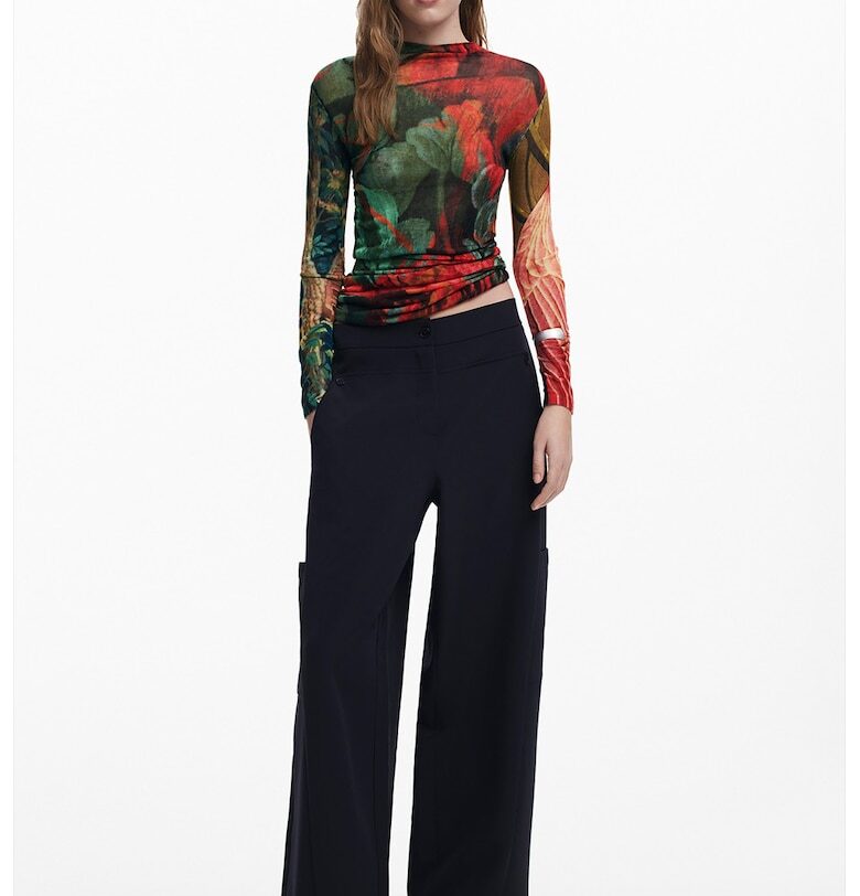 Слим блуза с флорален принт - Червен/Зелен DESIGUAL