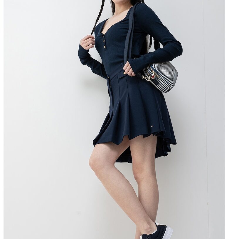 Слим блуза с шпиц - Тъмносин Tommy Hilfiger