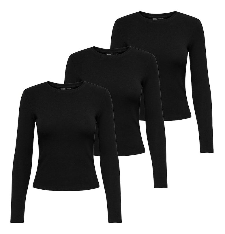 Слим блузи - 3 броя - Черен Only