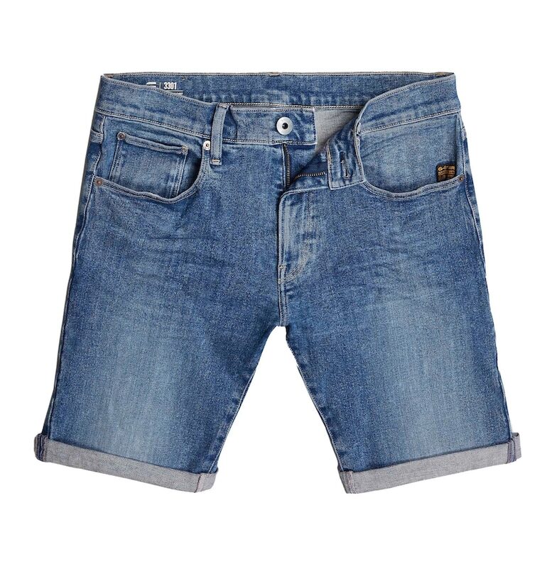 - Слим деним шорти със захабен ефект - Син G-STAR