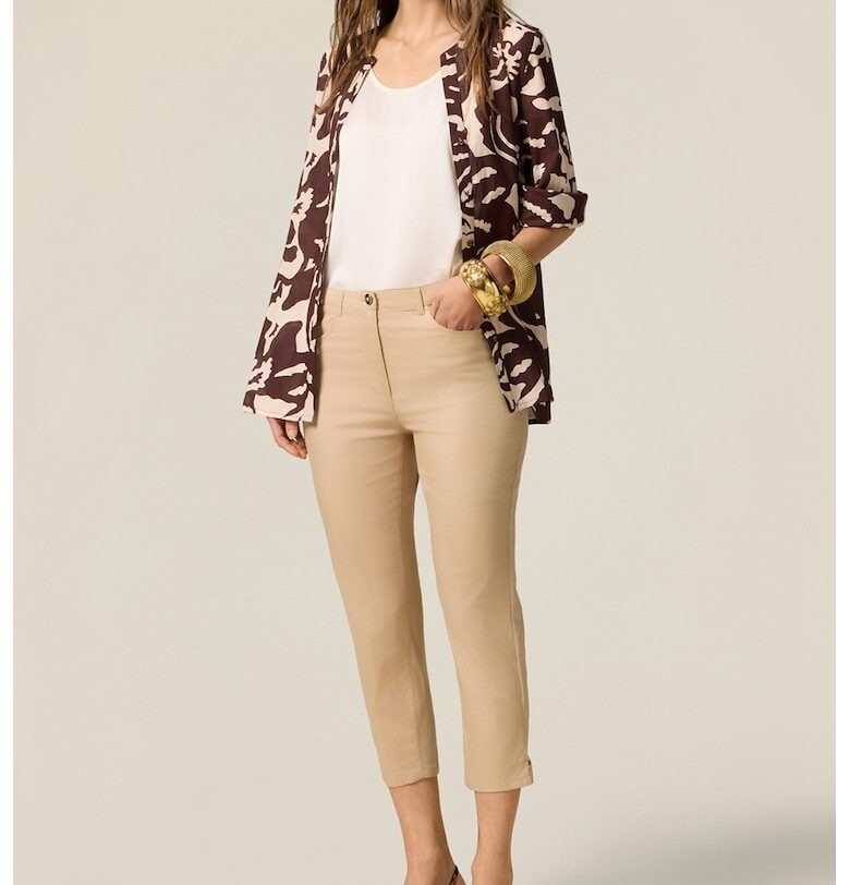 Слим дънки капри - Тъмнобежово Oltre