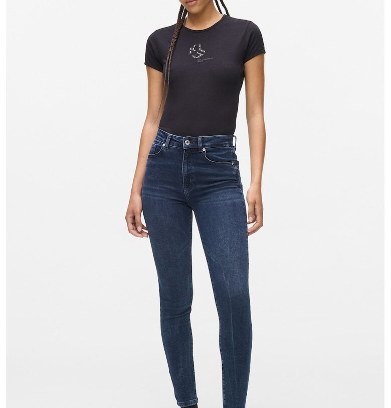 Слим дънки с памук - Петролно синьо KARL LAGERFELD JEANS