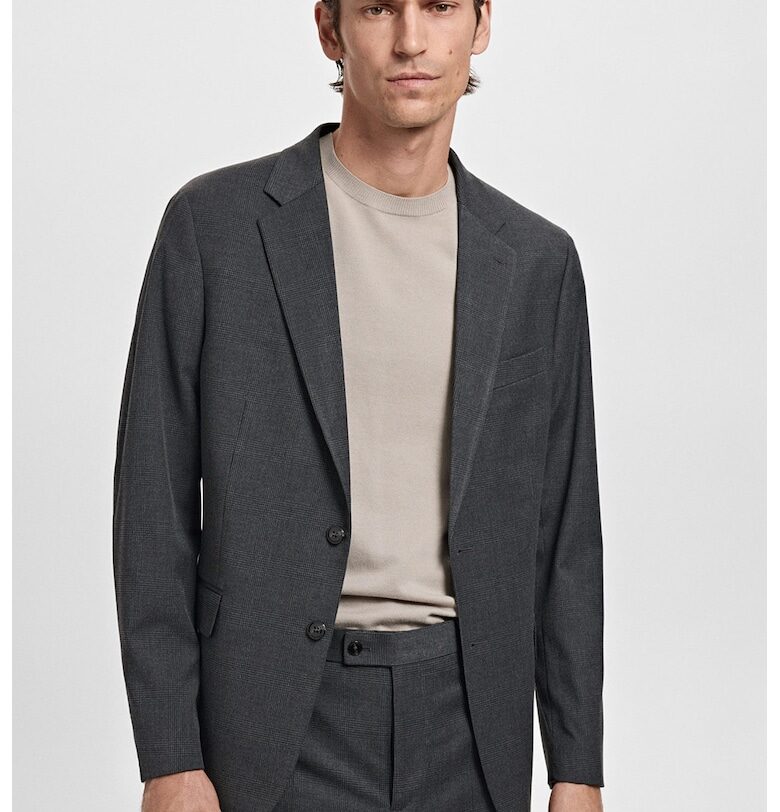 Слим карирано сако - Антрацитно сиво Mango