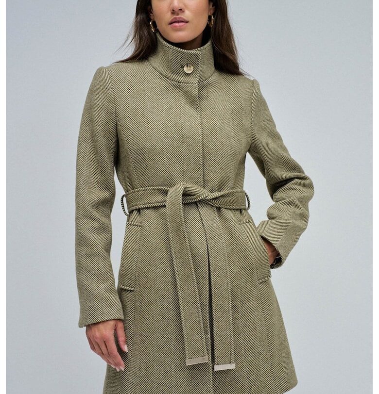 Слим палто Grace с вълна - Зелени аспержи Salsa Jeans