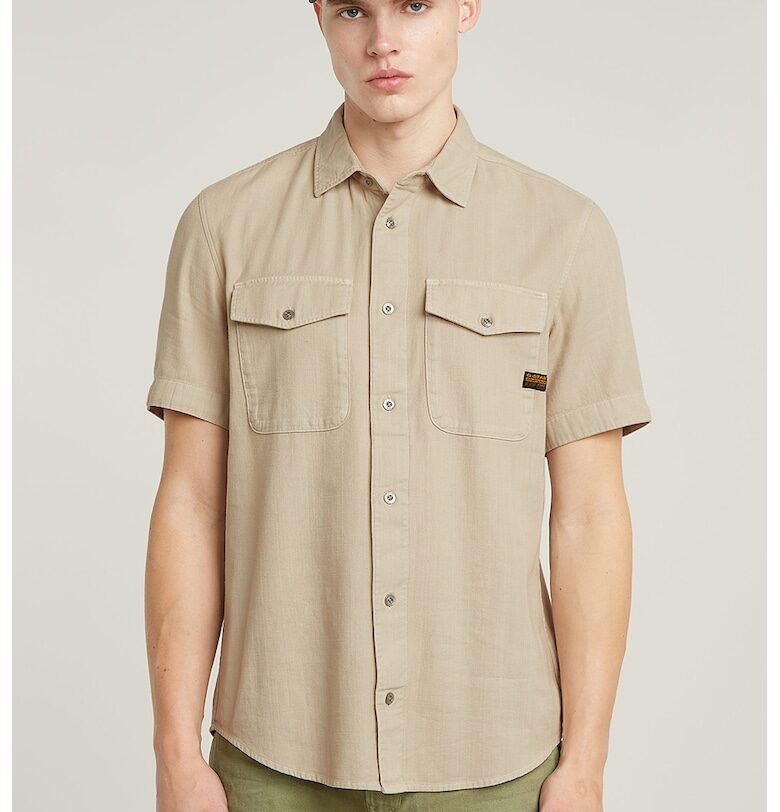 Слим памучна риза Marine - Бежов G-STAR