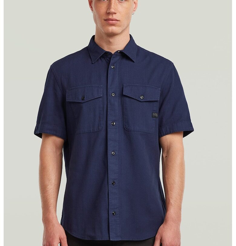 Слим памучна риза Marine - Индигово синьо G-STAR