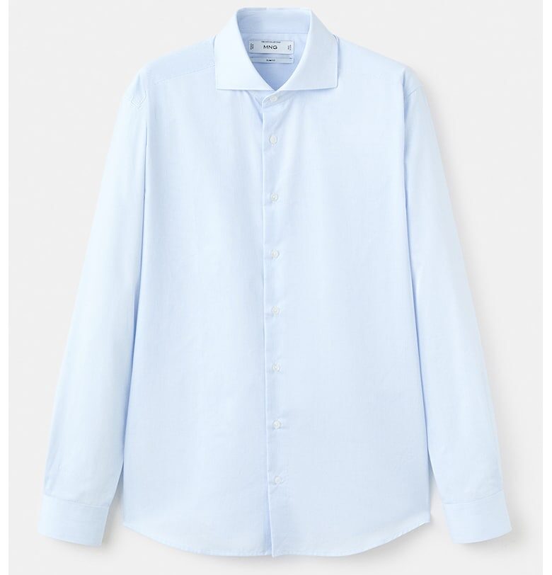 Слим памучна риза - Небесносин Mango