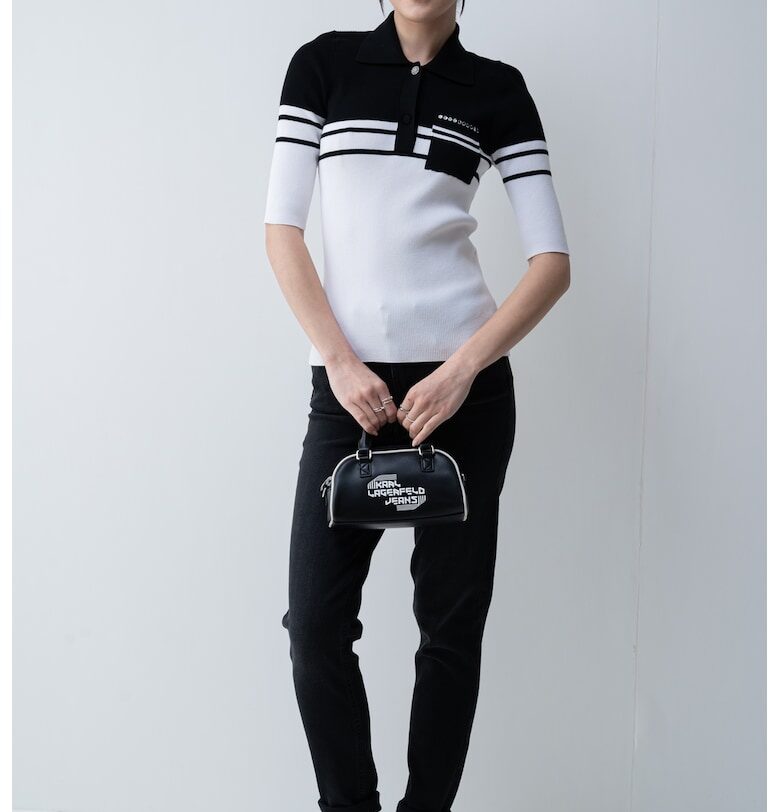 Слим пуловер с 3/4 ръкави - Бял/Черен Liu Jo