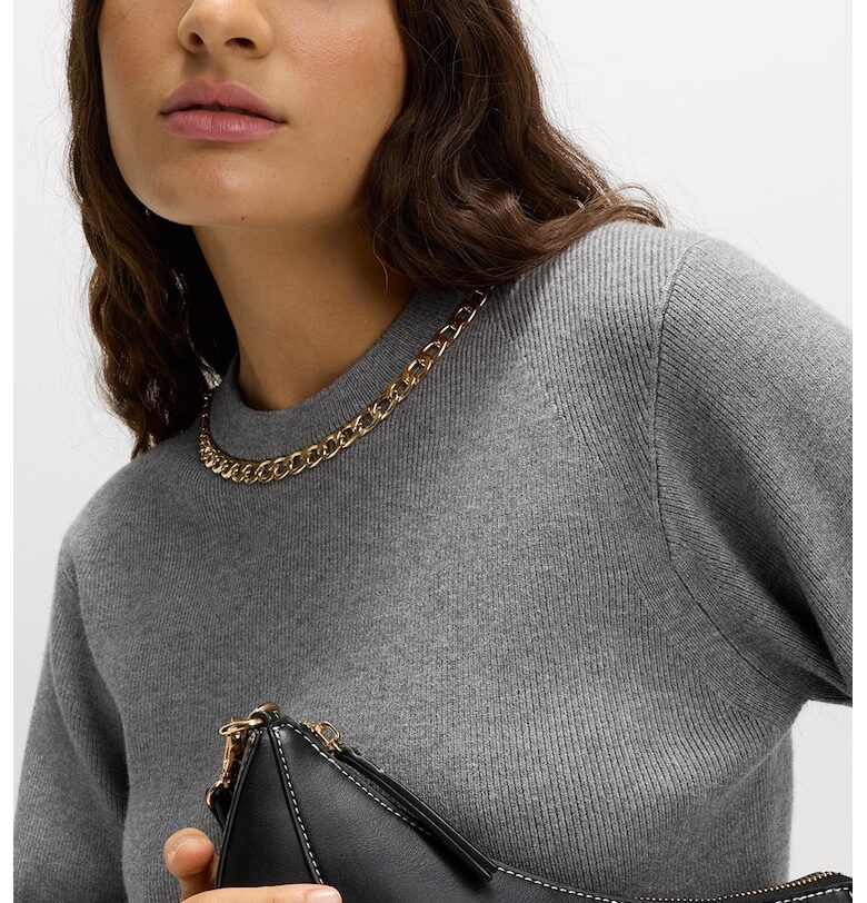 Слим пуловер с верижка - Светлосив меланж Marks  Spencer