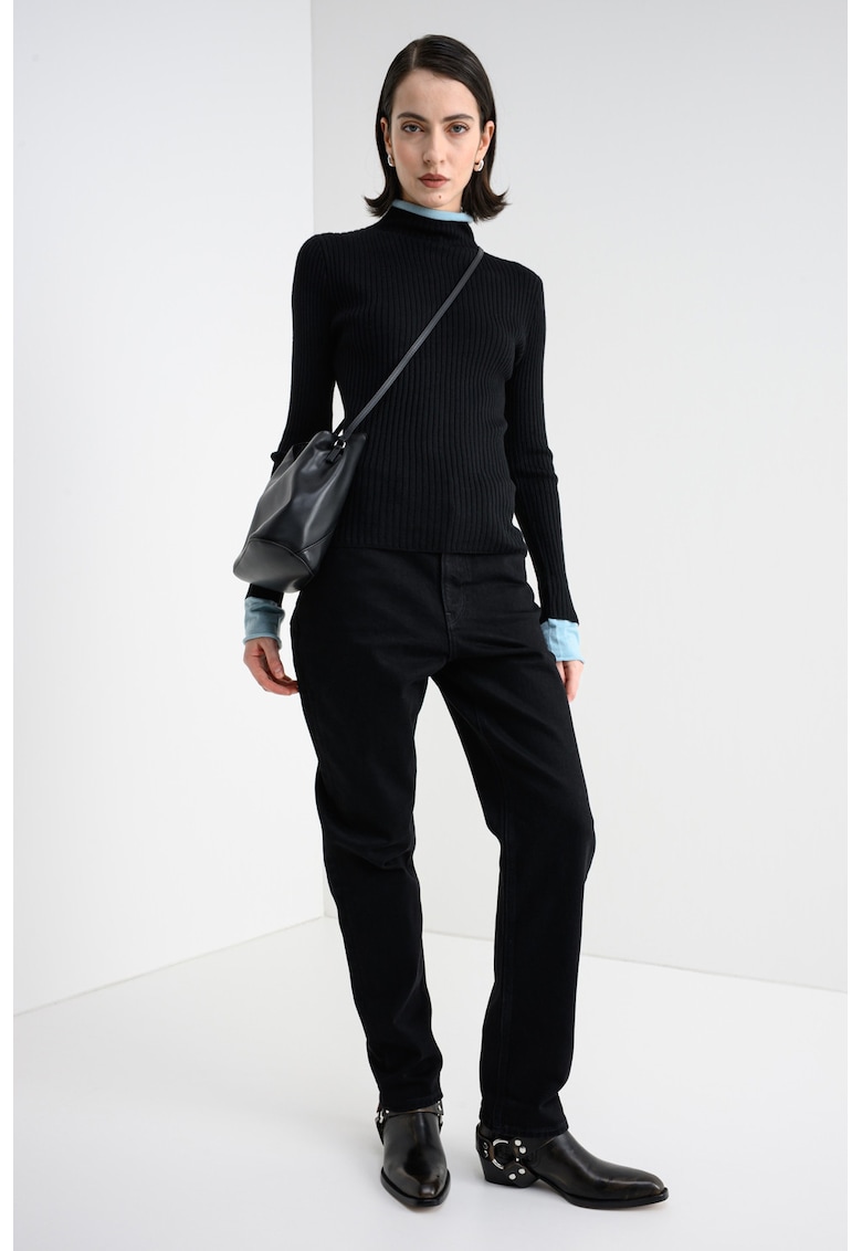 Слим пуловер с вълна - Черен/Тюркоаз CALVIN KLEIN JEANS