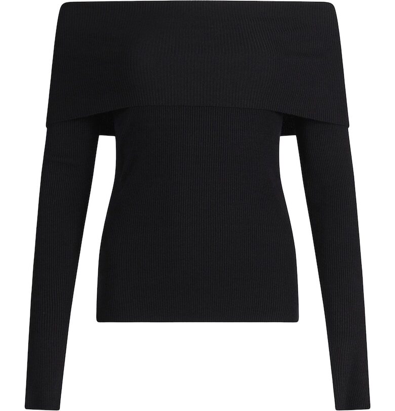 Слим пуловер с голи рамене - Черен Liu Jo