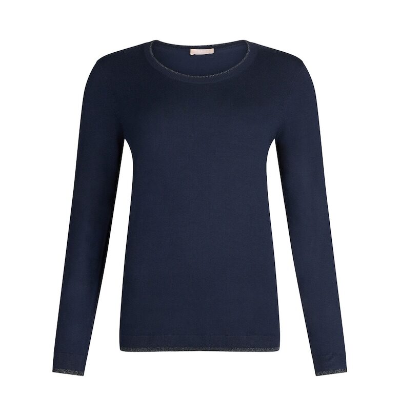 Слим пуловер с овално деколте - Тъмносин Liu Jo