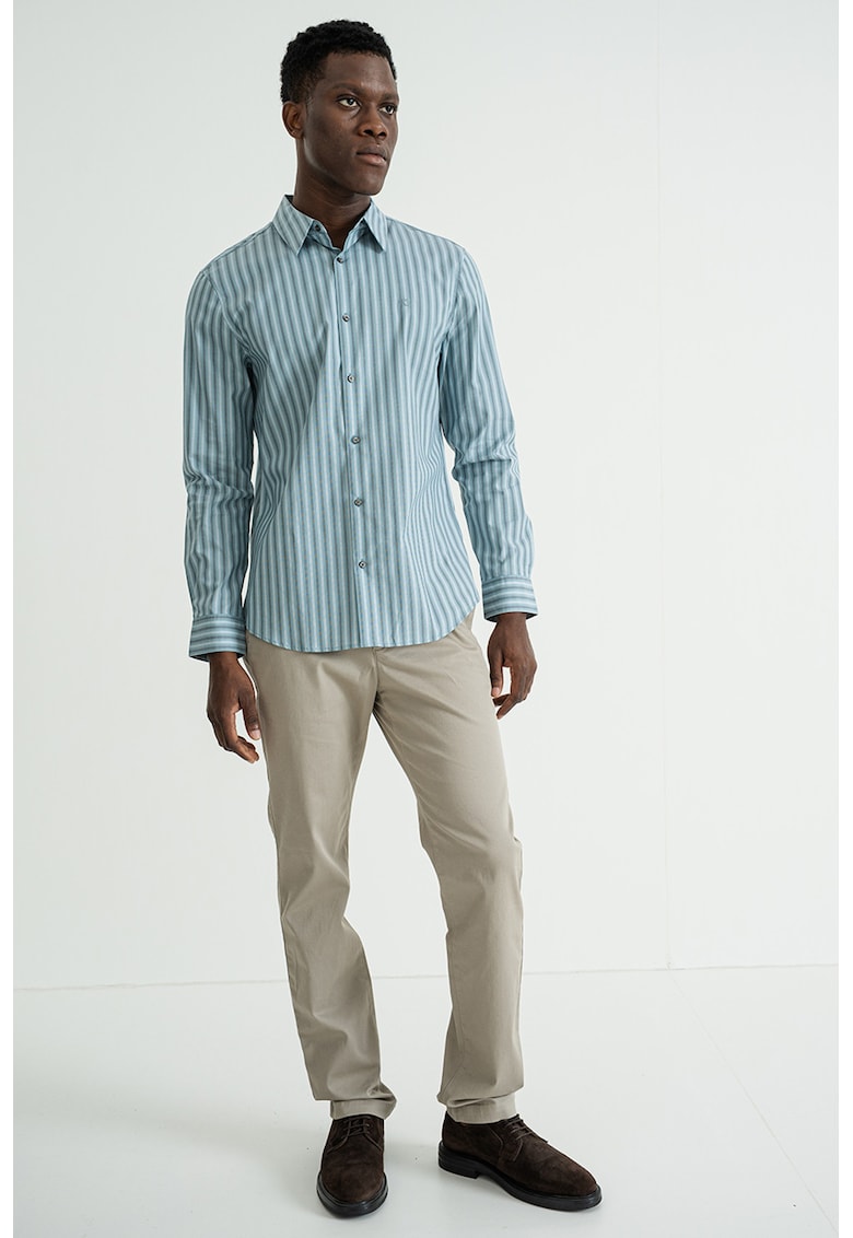 Слим риза на райе - Прашно синьо/Tъмносив CALVIN KLEIN