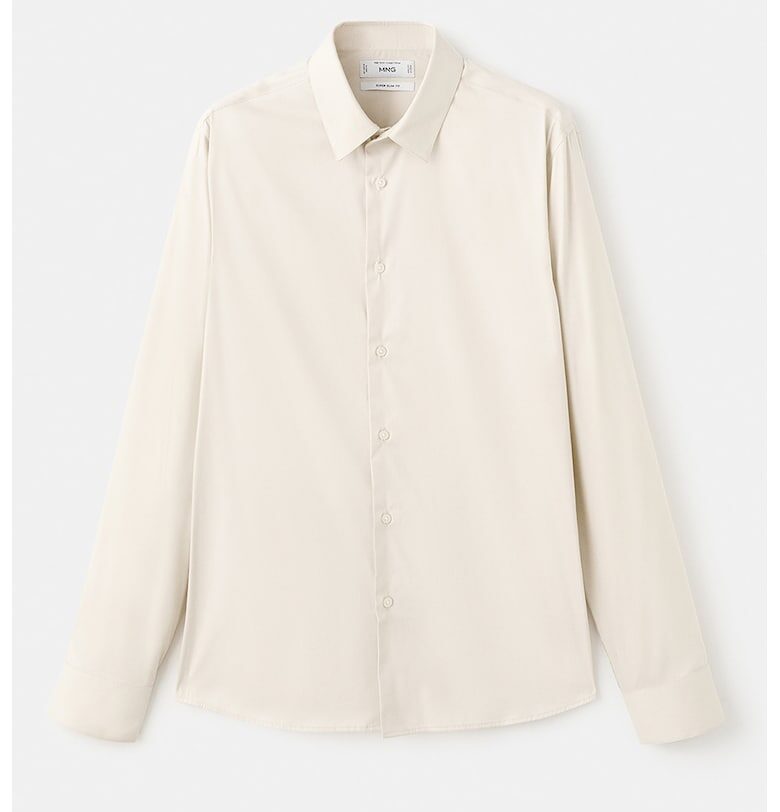 Слим риза с класическа яка - Мръснобял Mango