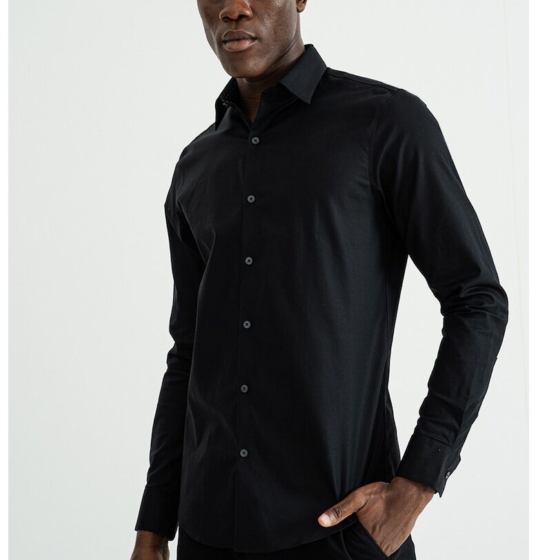 Слим риза с класическа яка - Черен CALVIN KLEIN