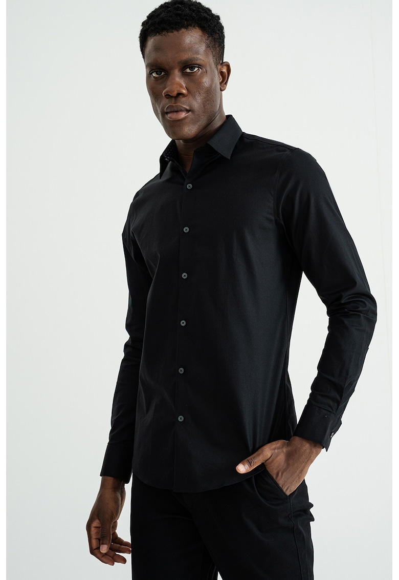 Слим риза с класическа яка - Черен CALVIN KLEIN