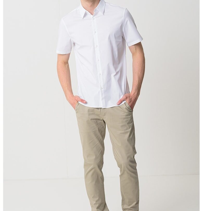 Слим риза с къси ръкави - Бял CALVIN KLEIN