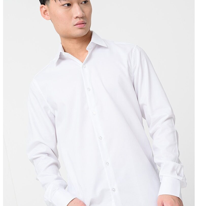 Слим риза с маншети с копчета - Бял CALVIN KLEIN