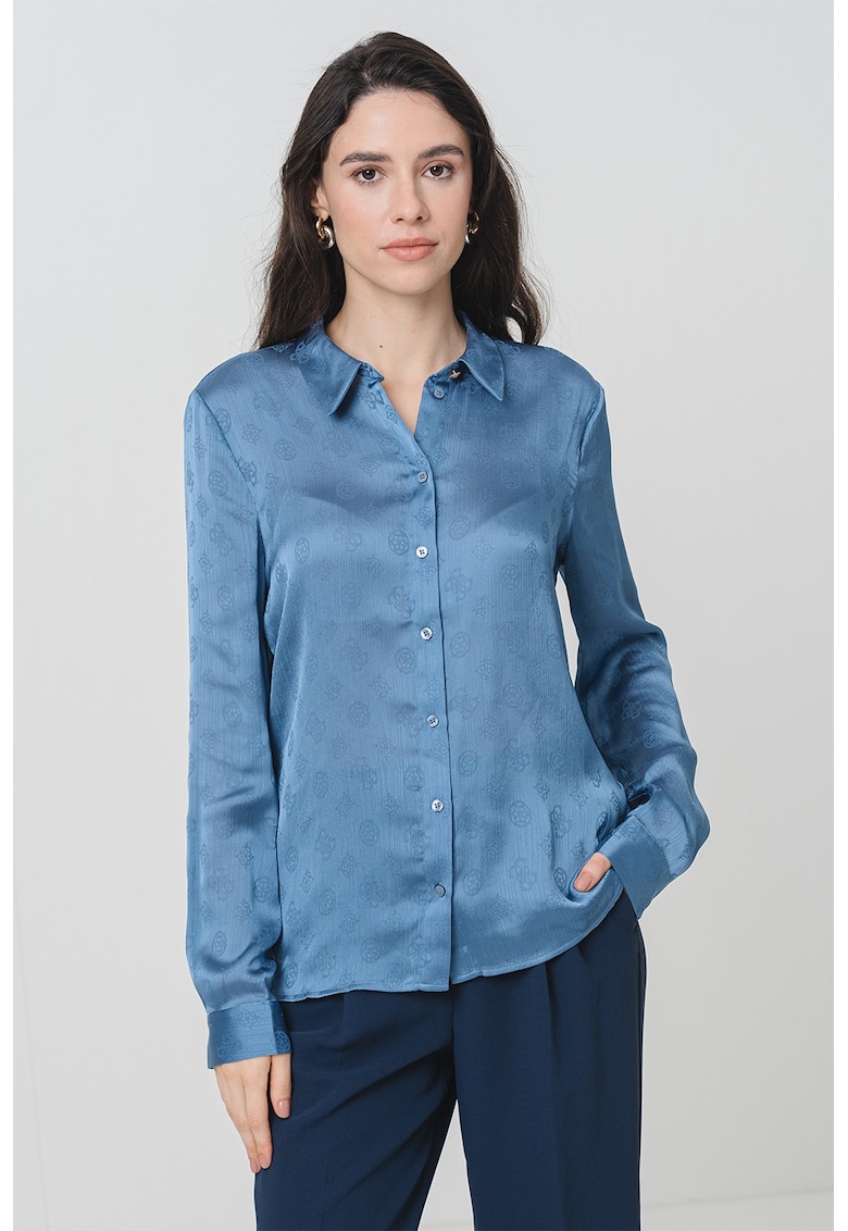 Слим риза с монограми - Тъмносин GUESS