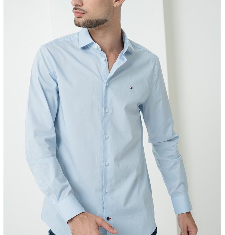 Слим риза с памук - Пастелносин Tommy Hilfiger
