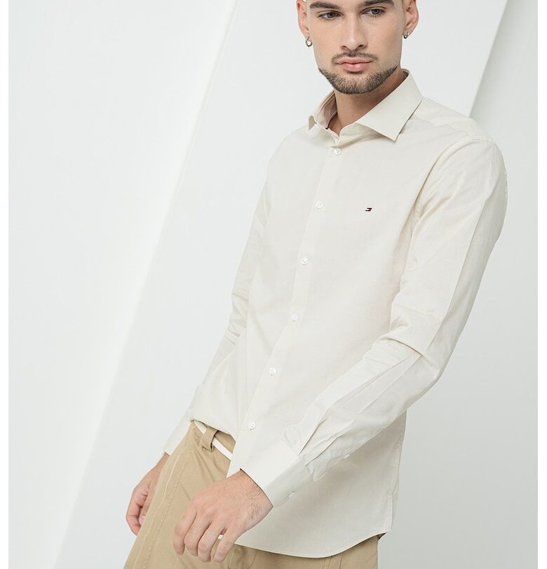 Слим риза с памук - Светло бежово Tommy Hilfiger