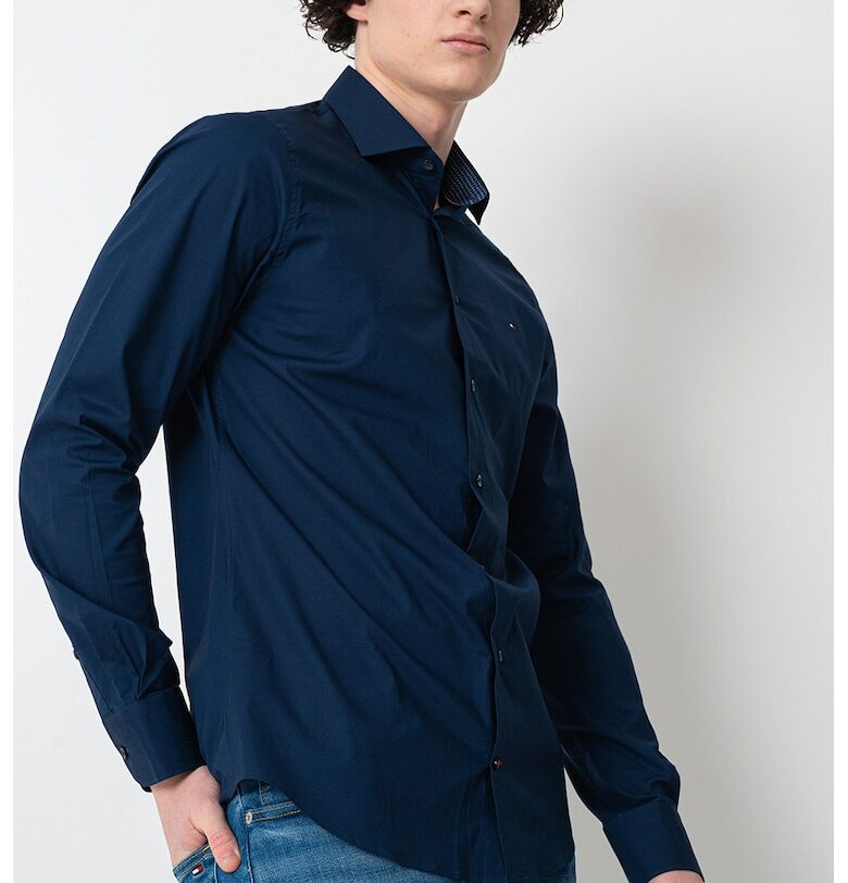 Слим риза с памук - Тъмносин Tommy Hilfiger