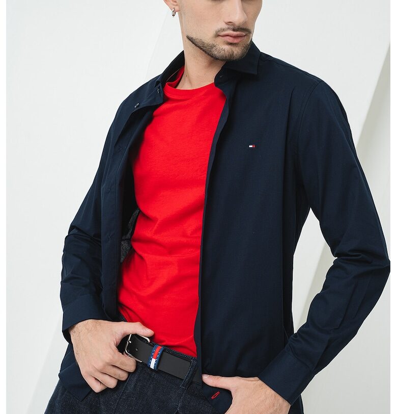 Слим риза с памук - Ултрамарин синьо/Син Tommy Hilfiger