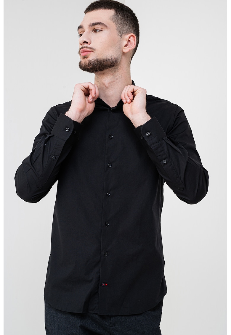 Слим риза с памук - Черен Tommy Hilfiger