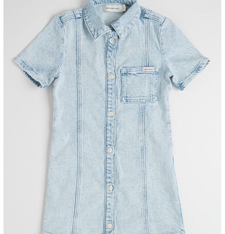 Слим рокля от деним - Светлосин CALVIN KLEIN