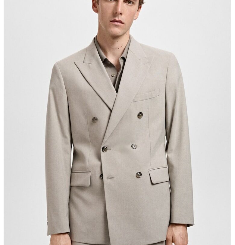 Слим сако Monaco с двуредно закопчаване - Сиво-бежов Mango