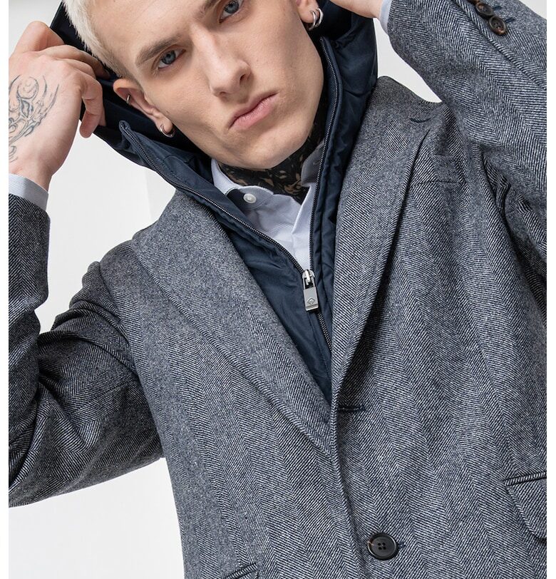 Слим сако с вълна - Сив меланж/Тъмносин Pal Zileri