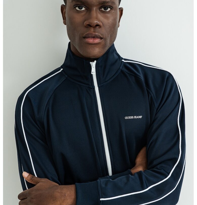 Слим суитшърт с висока яка - Бял/Тъмносин GUESS JEANS