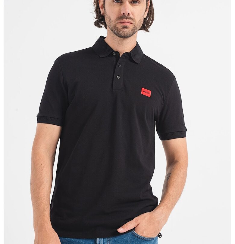 Слим тениска Dereso с яка - Червен/Черен HUGO