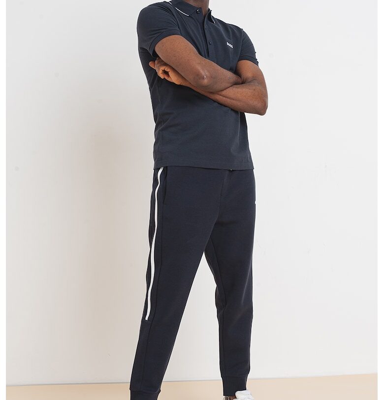 Слим тениска Paule с яка - Tъмносив BOSS